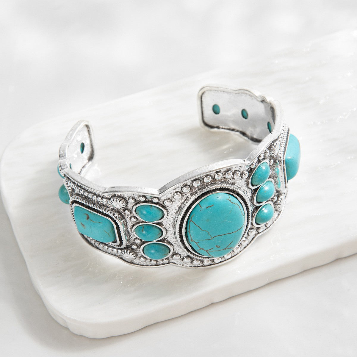 Vintage Boho Oval Turquoise Cuff Bracelet