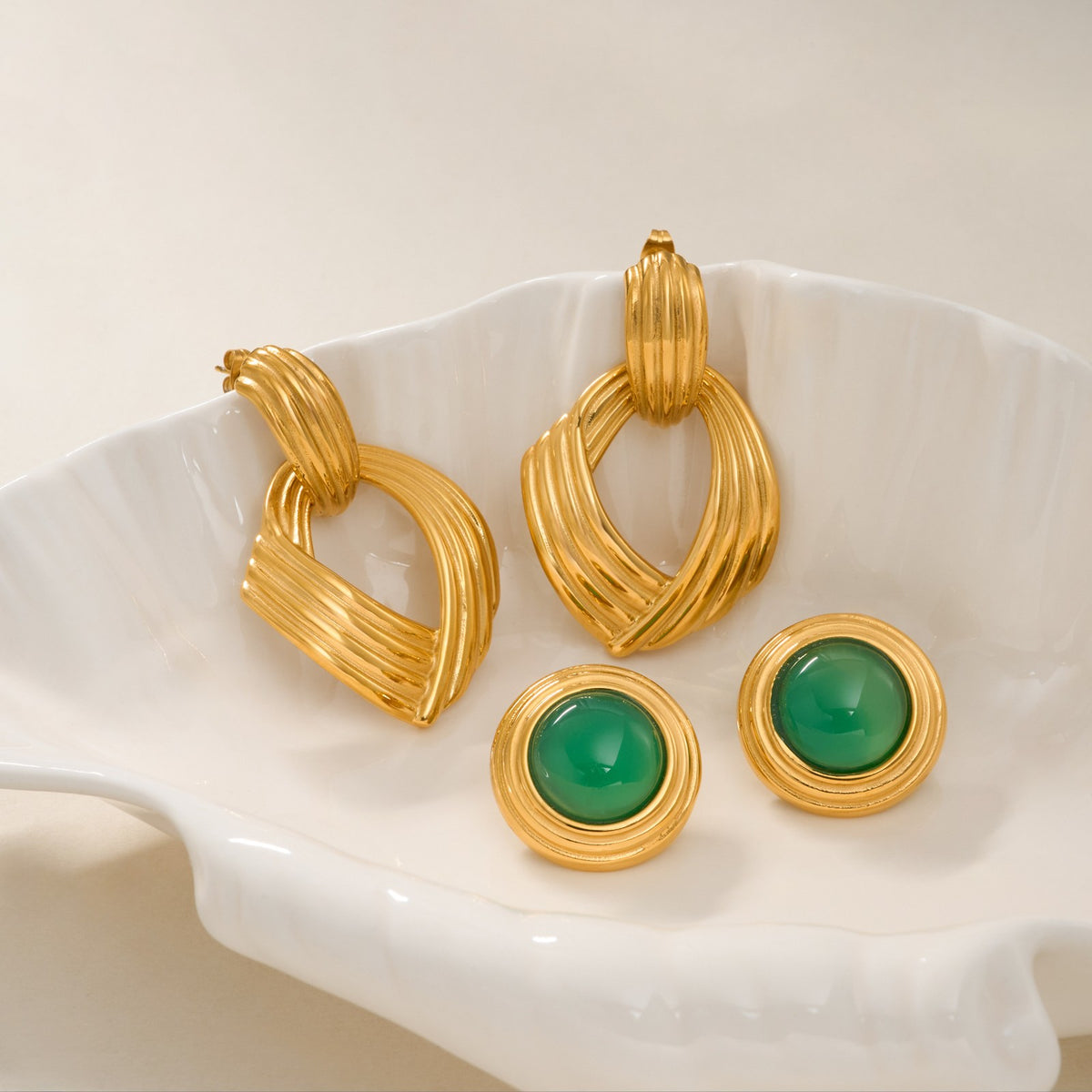 18k Classy Geometric Twist Hoop Earrings