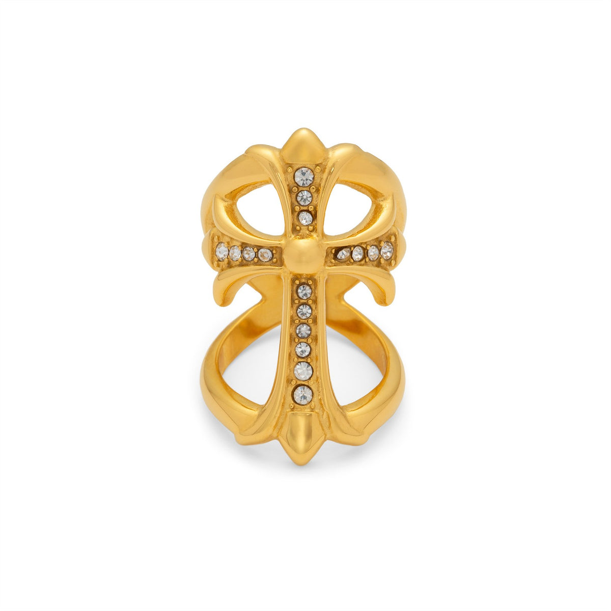 14k Classy Cross Crown Statement Ring