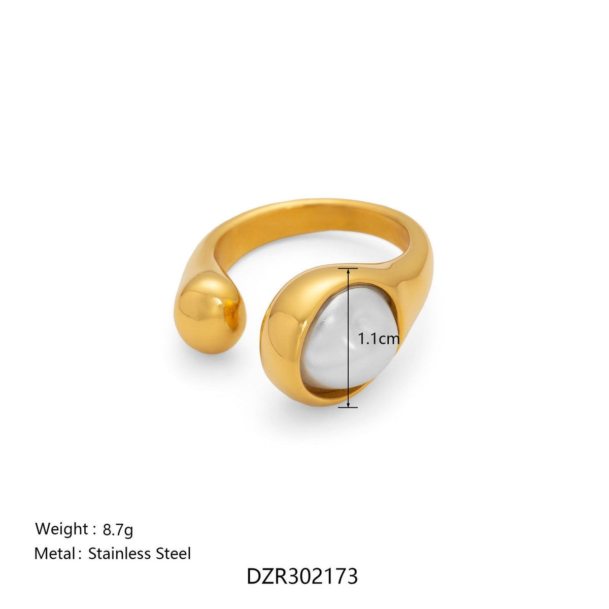 18k Boho Geometric Pearl Ring Set