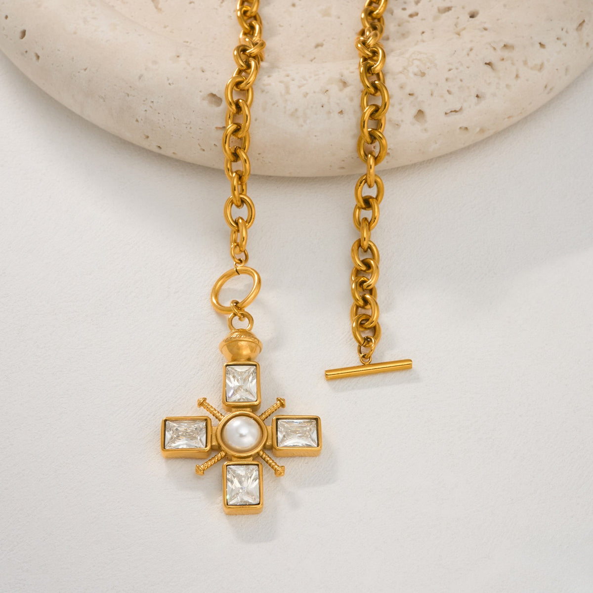 Vintage Purple Cross OT Necklace