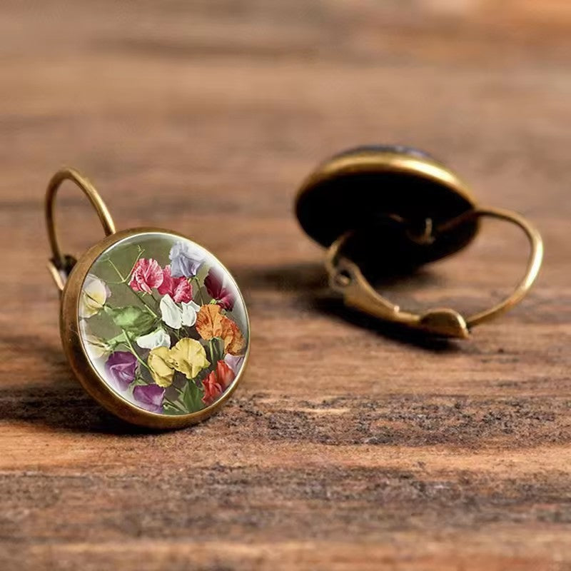 Romantic Vintage Rose Cabochon Earrings