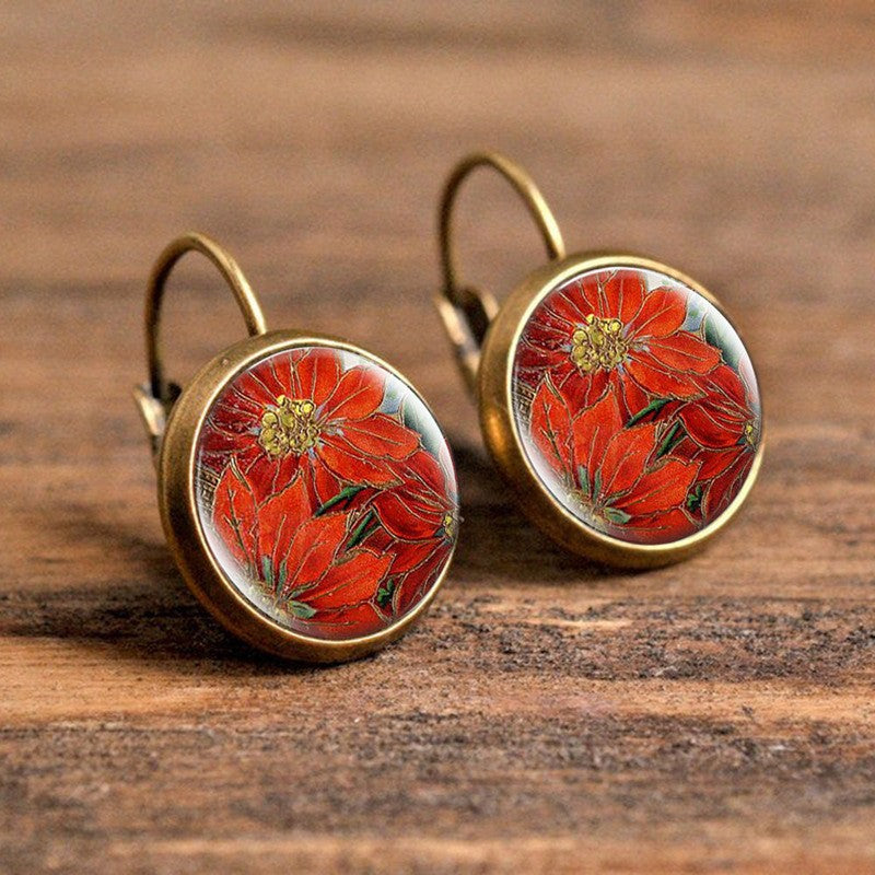 Romantic Vintage Rose Cabochon Earrings