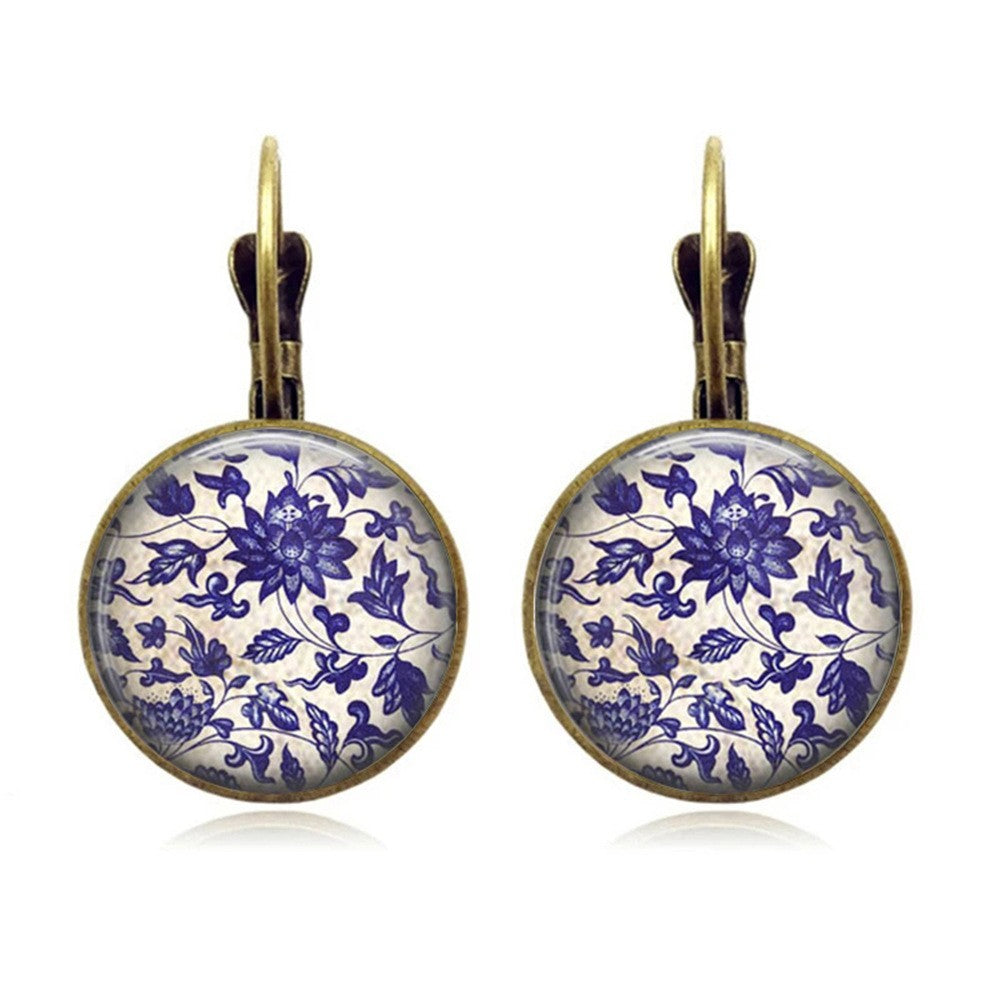 Romantic Vintage Rose Cabochon Earrings