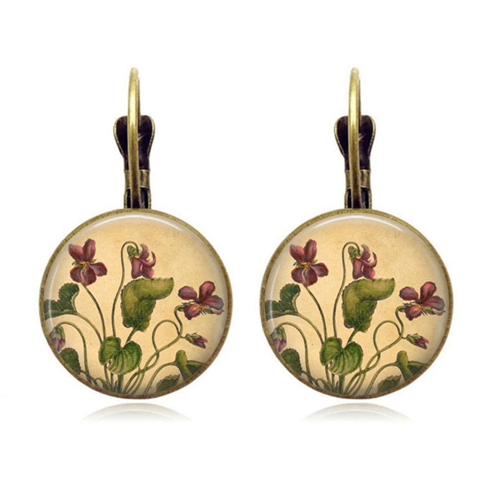 Romantic Vintage Rose Cabochon Earrings