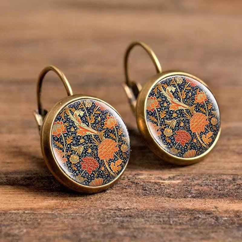 Romantic Vintage Rose Cabochon Earrings