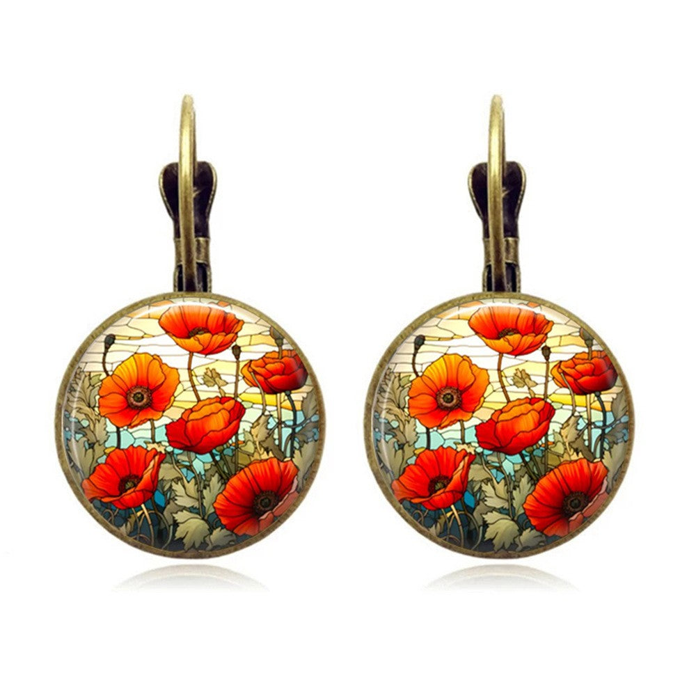 Romantic Vintage Rose Cabochon Earrings