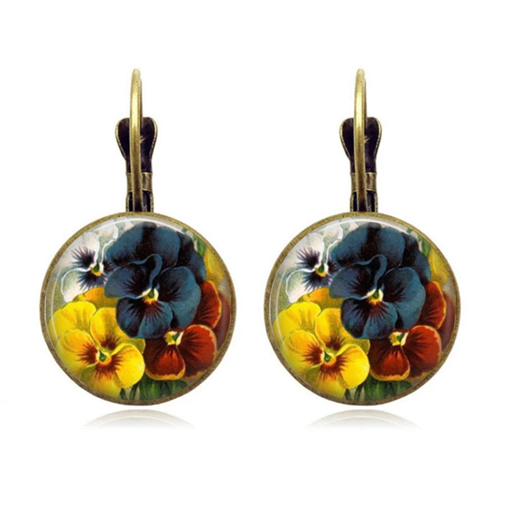 Romantic Vintage Rose Cabochon Earrings