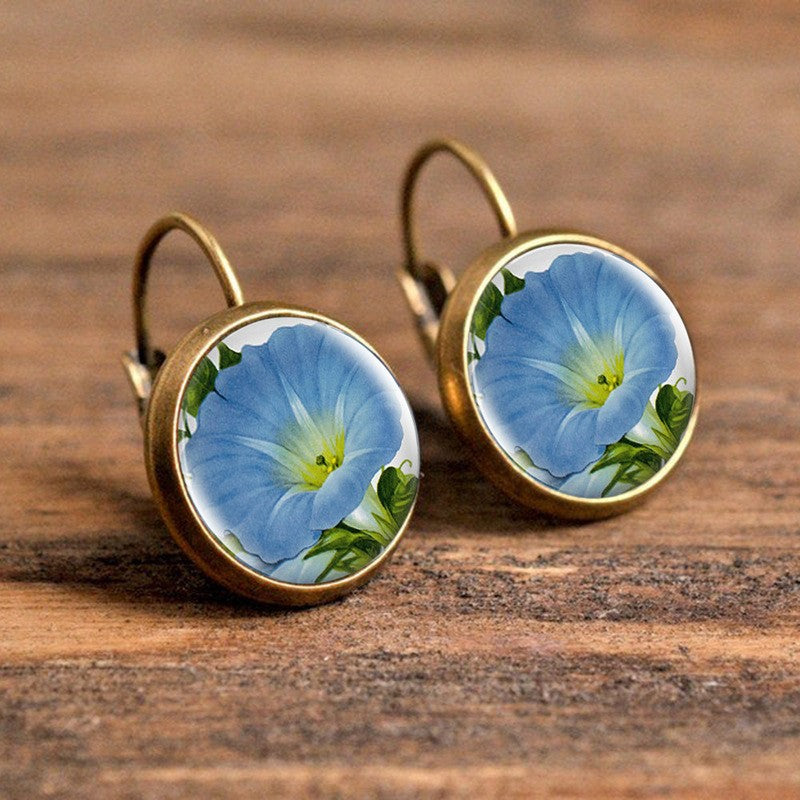 Romantic Vintage Rose Cabochon Earrings