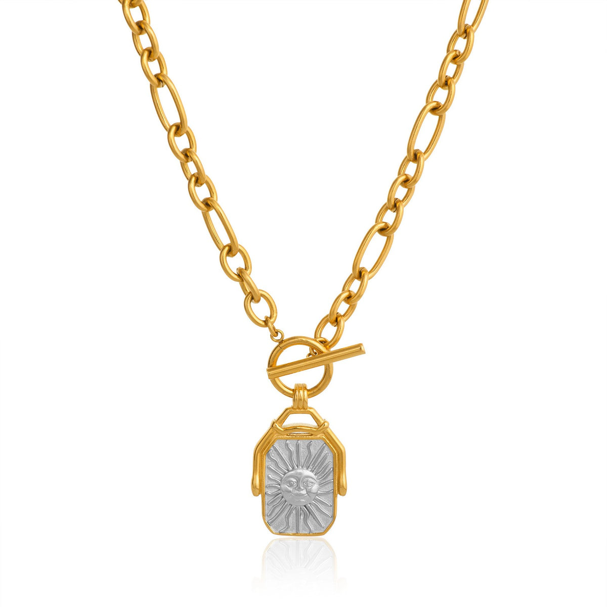 18k Boho Reversible Square Tag Necklace