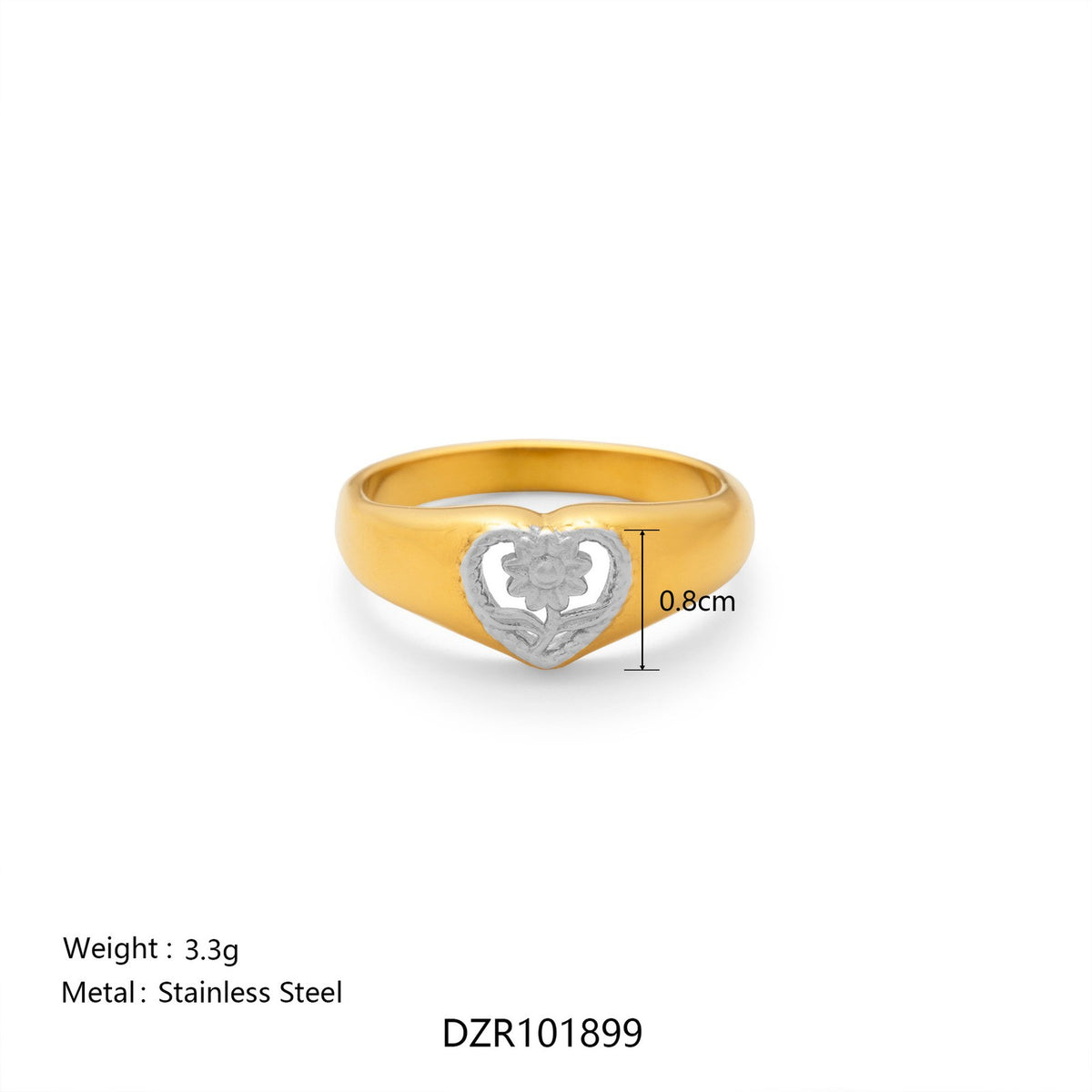 18k Classy Two-Tone Engraved Signet Ring