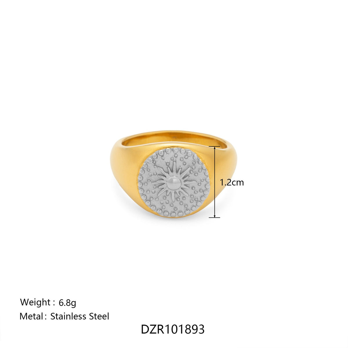 18k Classy Two-Tone Engraved Signet Ring