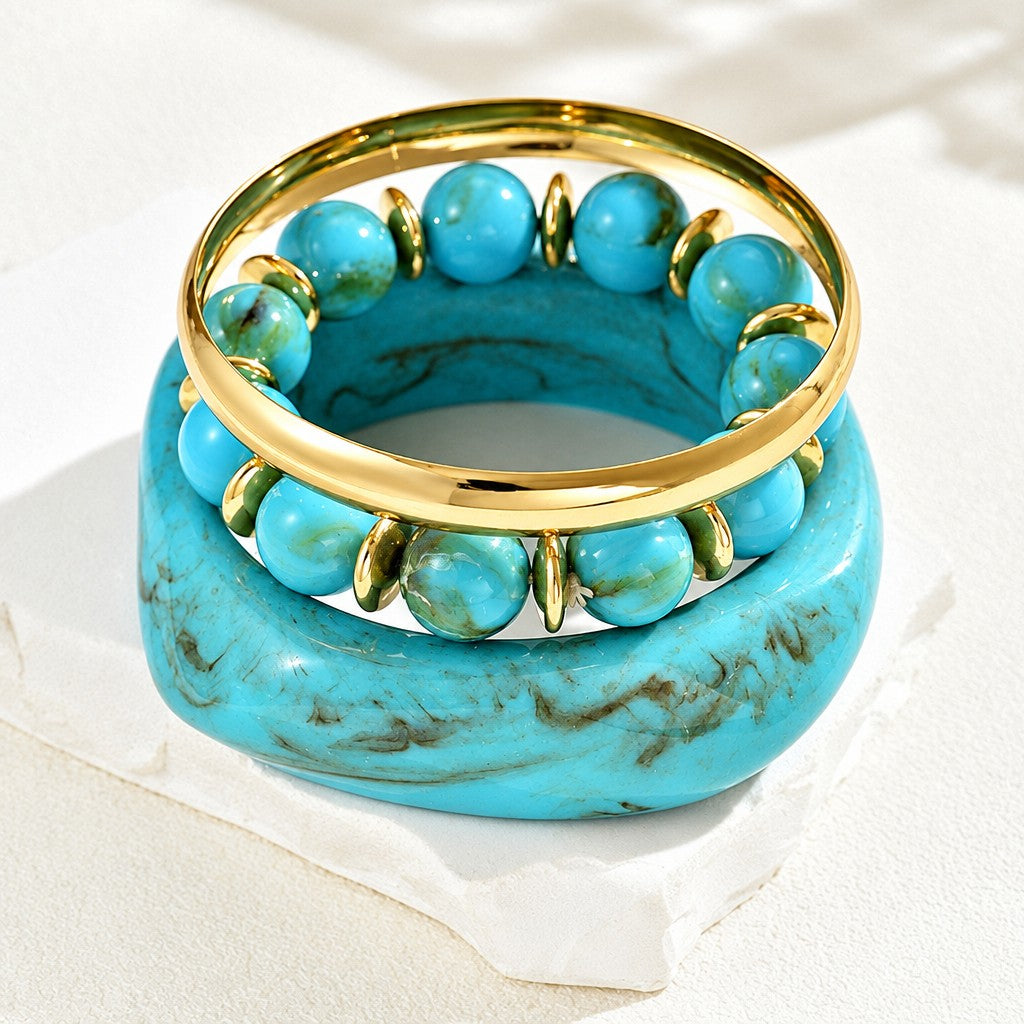 3pc Vintage Cream Resin Bangle Set