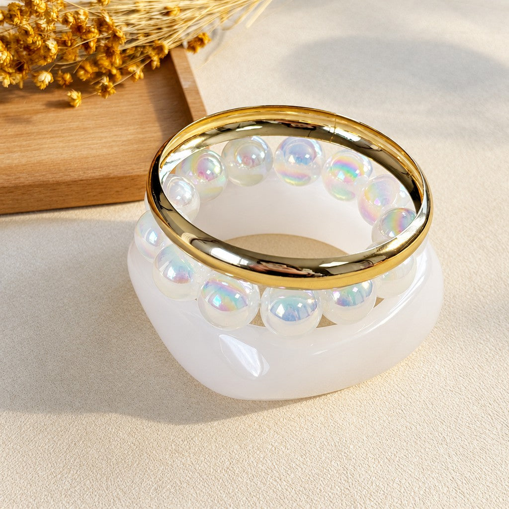 3pc Vintage Cream Resin Bangle Set
