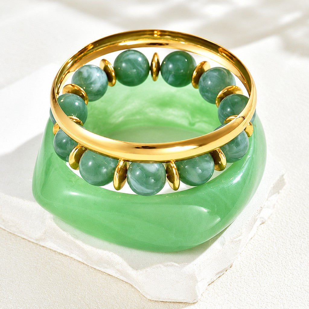 3pc Vintage Cream Resin Bangle Set