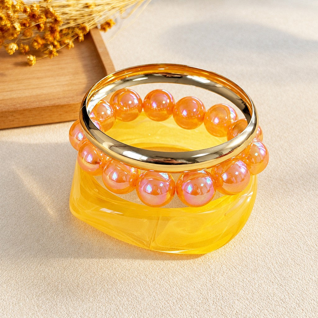 3pc Vintage Cream Resin Bangle Set
