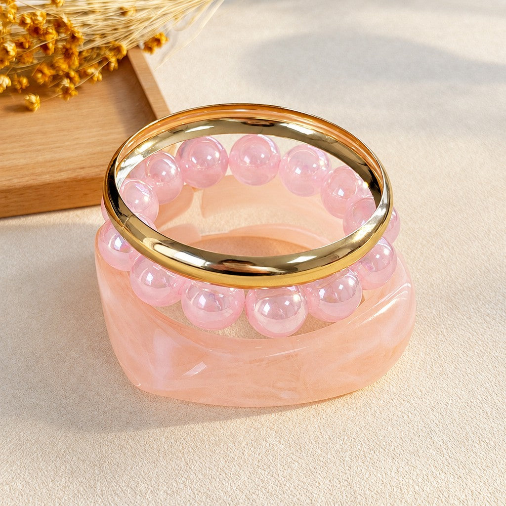 3pc Vintage Cream Resin Bangle Set