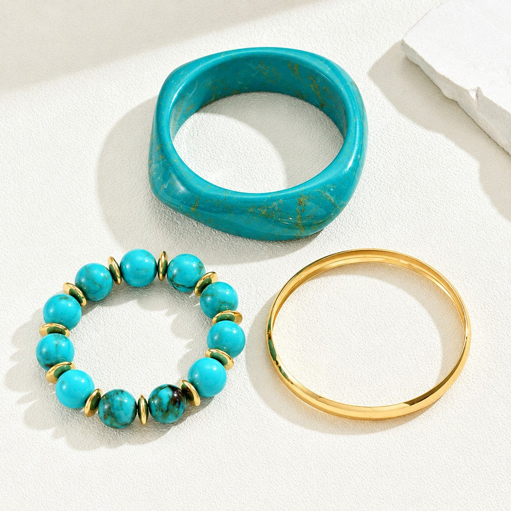 3pc Vintage Cream Resin Bangle Set