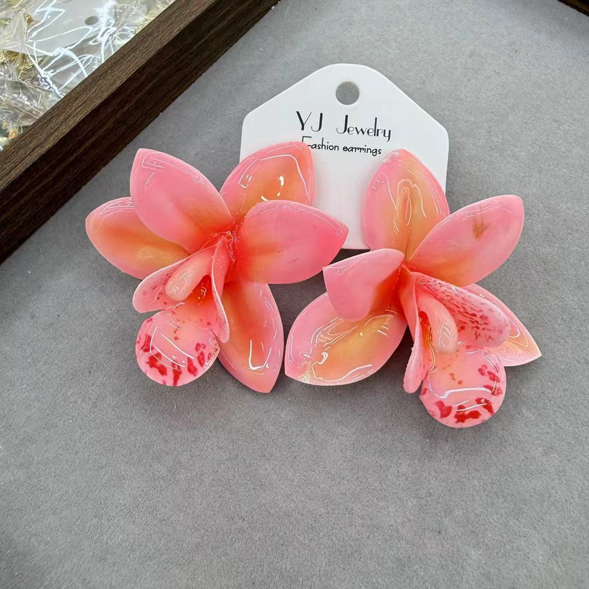 Romantic Pink Acrylic Orchid Earrings
