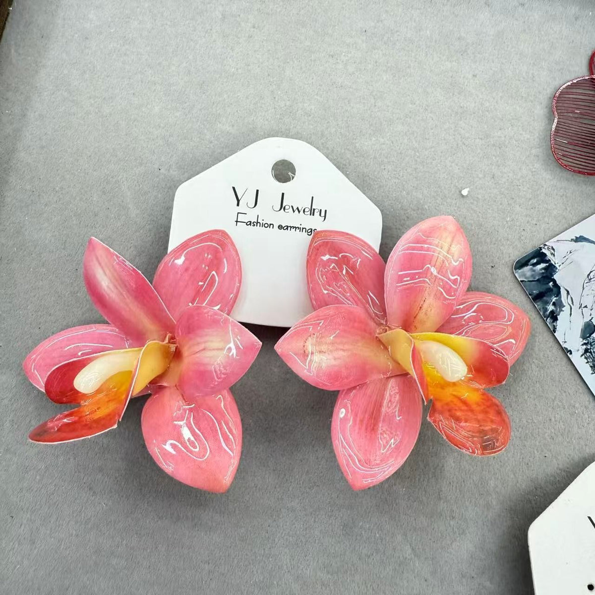 Romantic Pink Acrylic Orchid Earrings