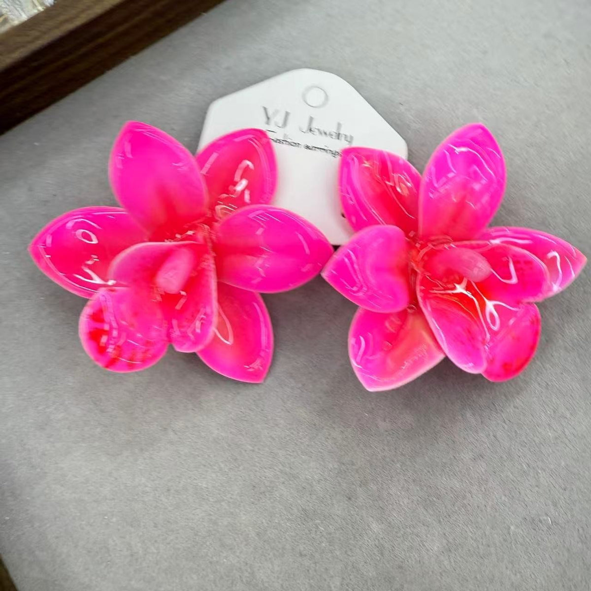 Romantic Pink Acrylic Orchid Earrings