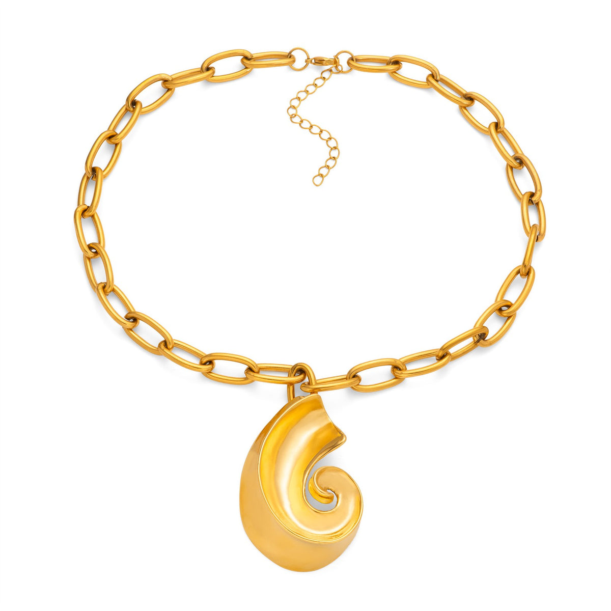 18k Bold Conch Swirl Necklace & Earring Set