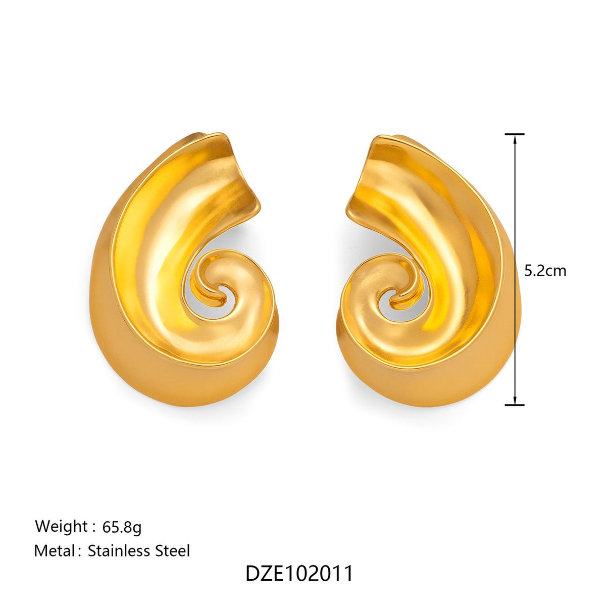18k Bold Conch Swirl Necklace & Earring Set