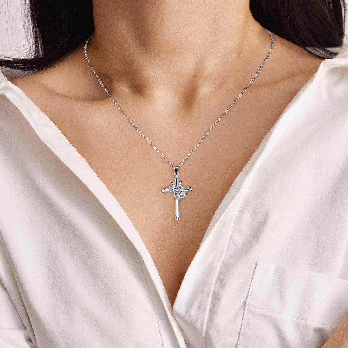Classy Crown Cross Pendant Necklace