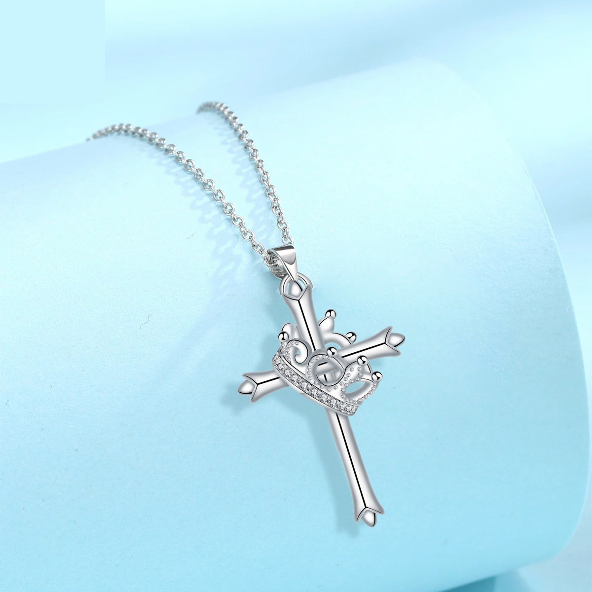 Classy Crown Cross Pendant Necklace