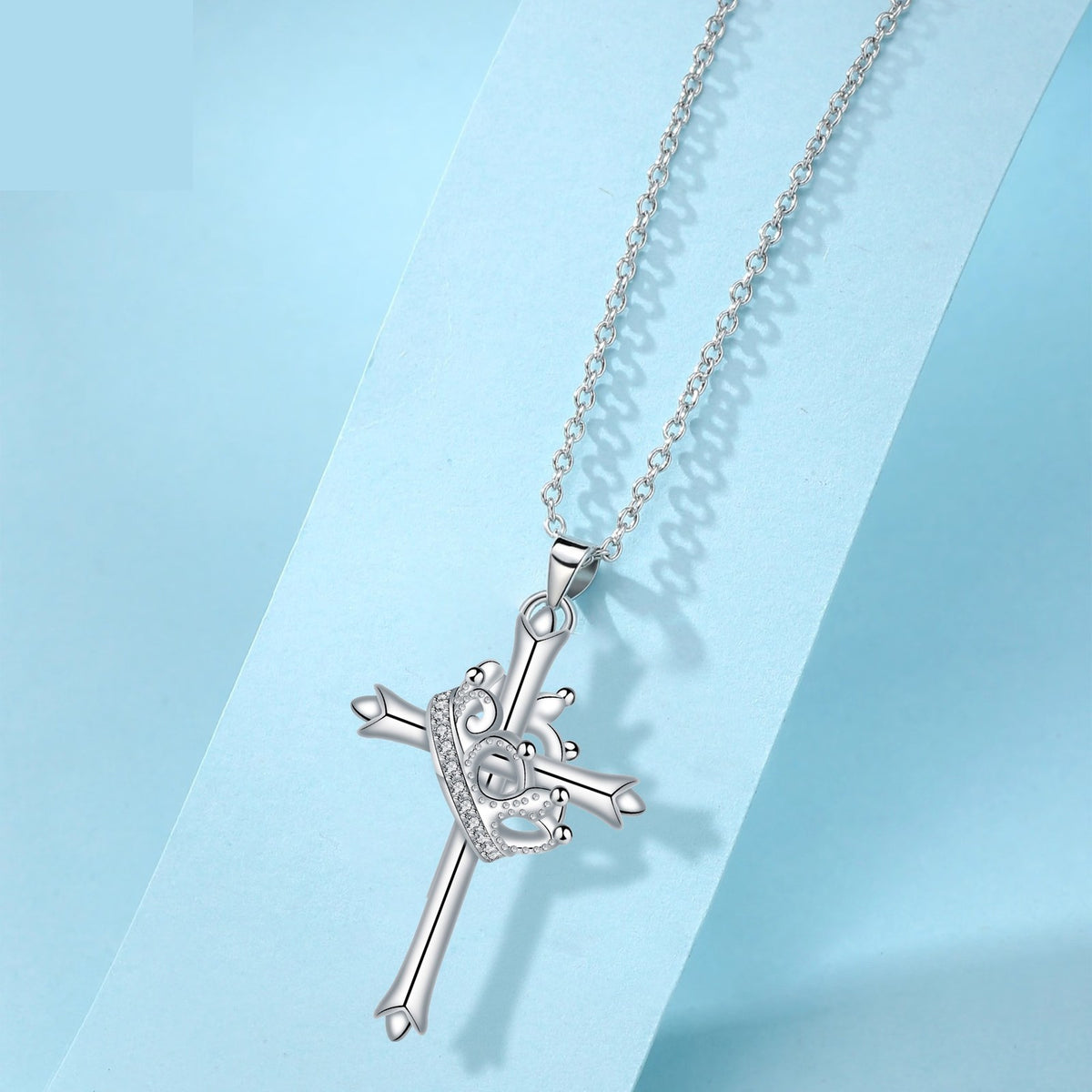 Classy Crown Cross Pendant Necklace