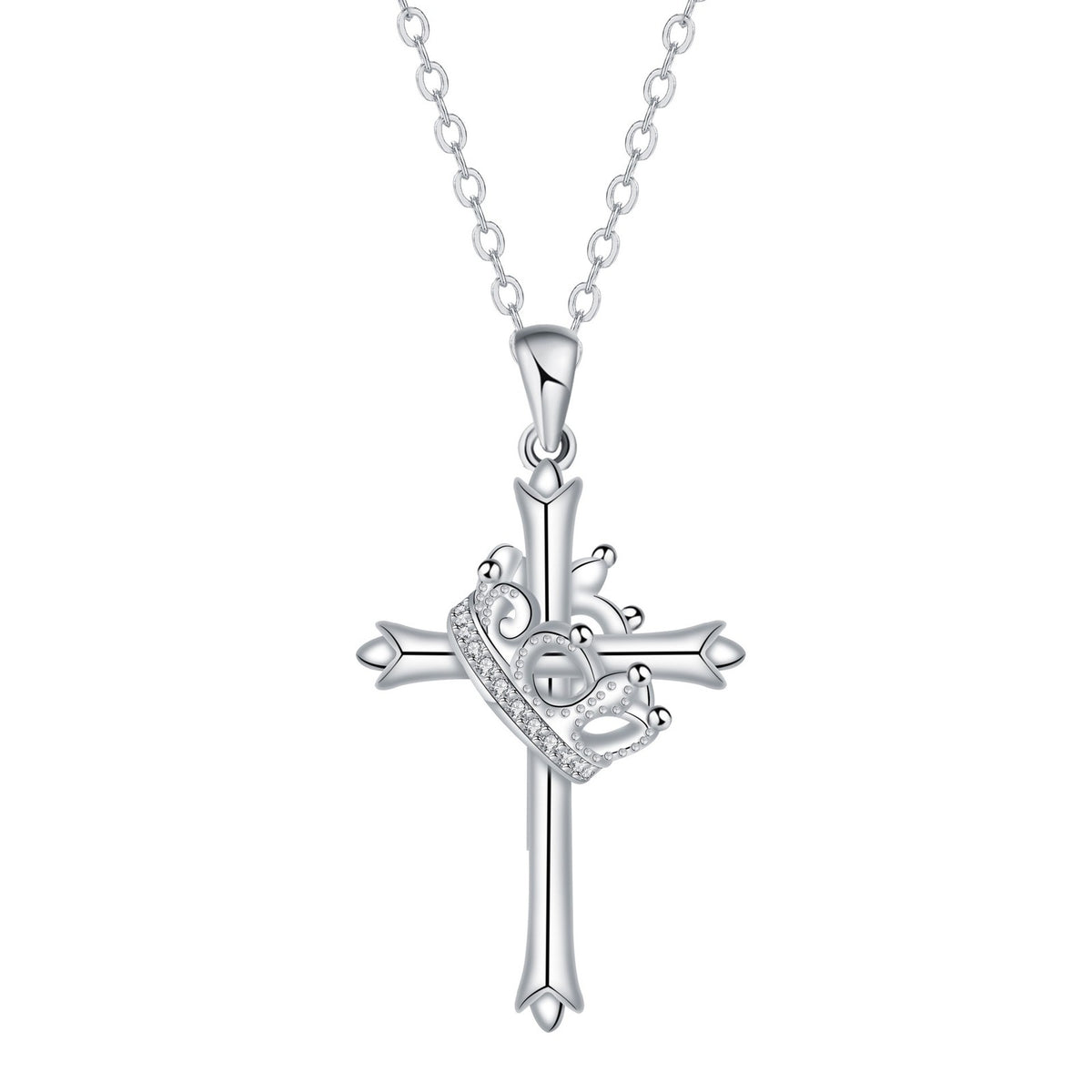 Classy Crown Cross Pendant Necklace
