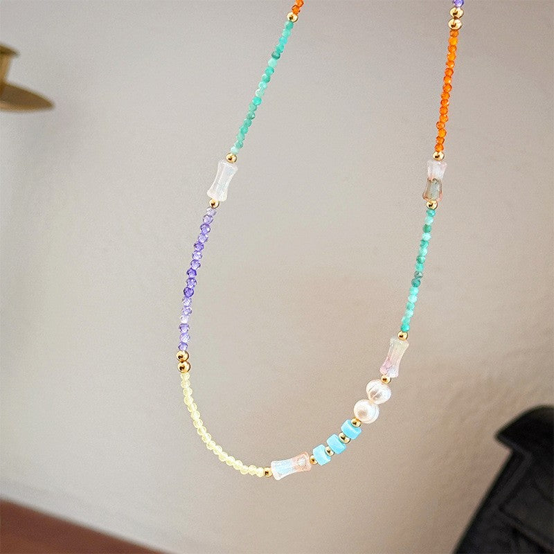 Dainty Amazonite & Pearl Beaded Necklace