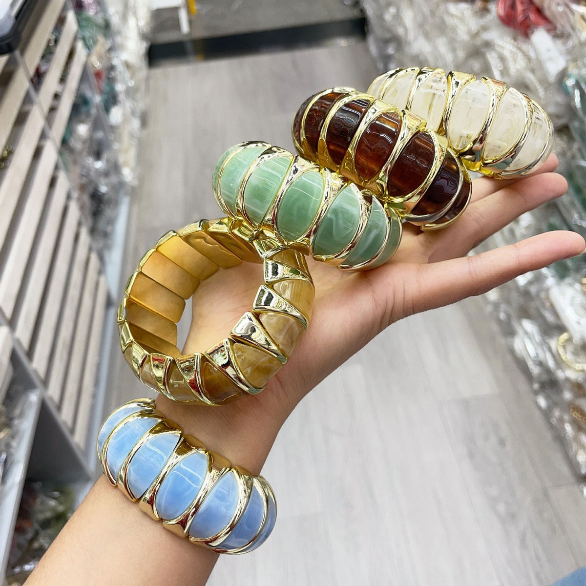Boho Marbled Geometric Acrylic Bracelet