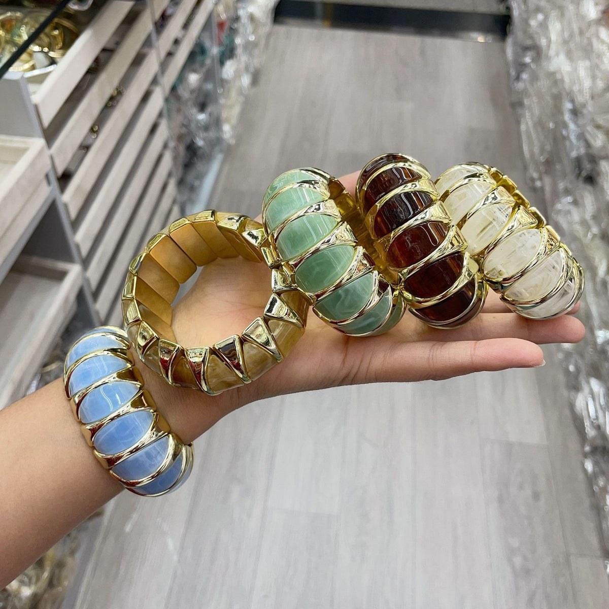 Boho Marbled Geometric Acrylic Bracelet