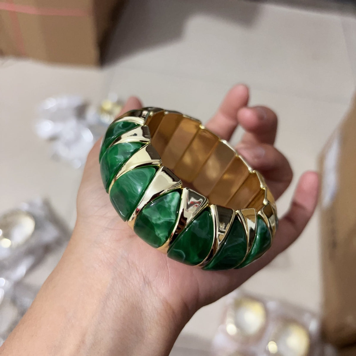 Boho Marbled Geometric Acrylic Bracelet