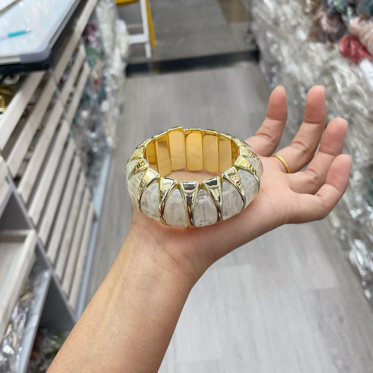 Boho Marbled Geometric Acrylic Bracelet