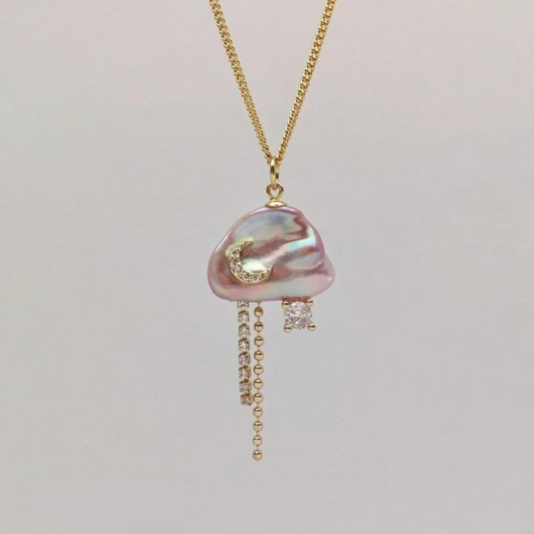 Romantic Baroque Pearl Star Charm Necklace