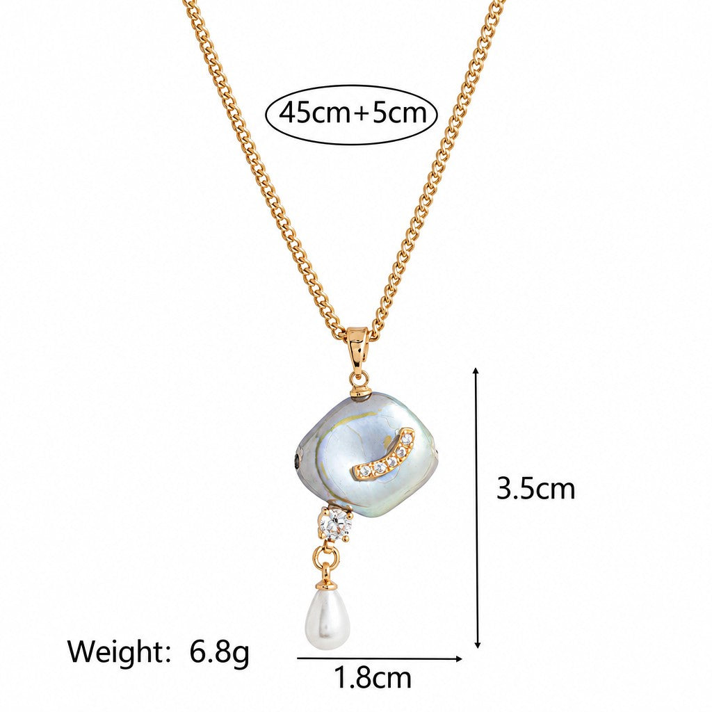 Romantic Baroque Pearl Star Charm Necklace