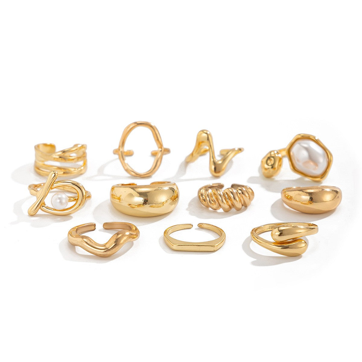 Classy Baroque Faux Pearl Knuckle Ring Set