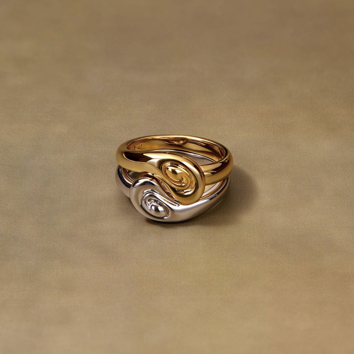 18k Classy Tai Chi Stackable Ring