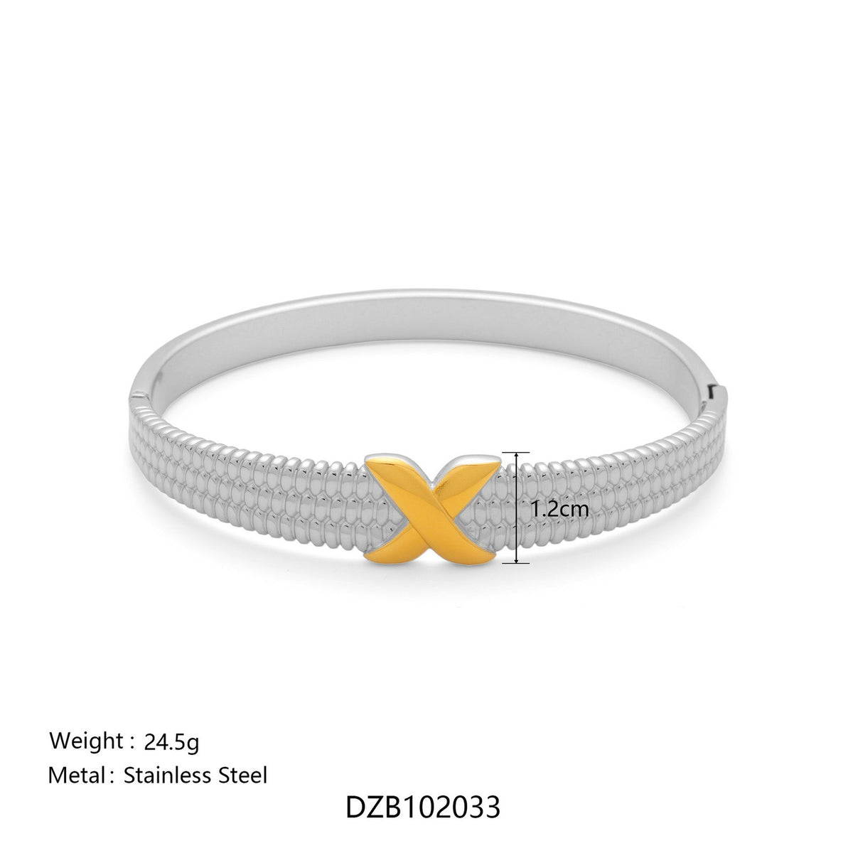Classy Two Tone Textured Bangle Bracelet