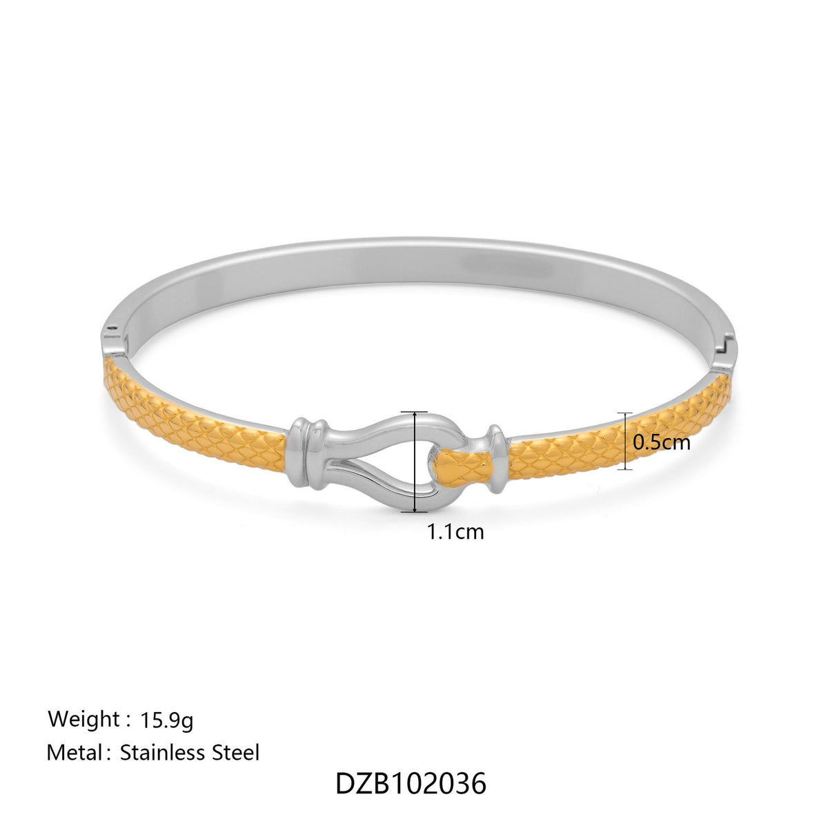 Classy Two Tone Textured Bangle Bracelet