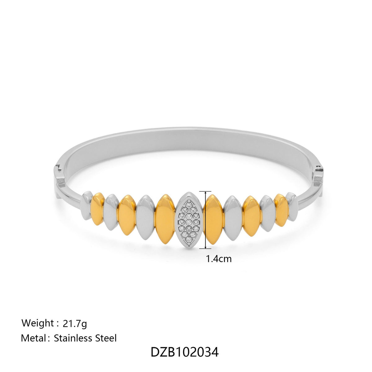 Classy Two Tone Textured Bangle Bracelet