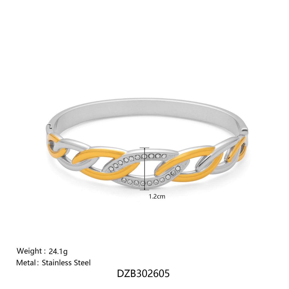 Classy Two Tone Textured Bangle Bracelet