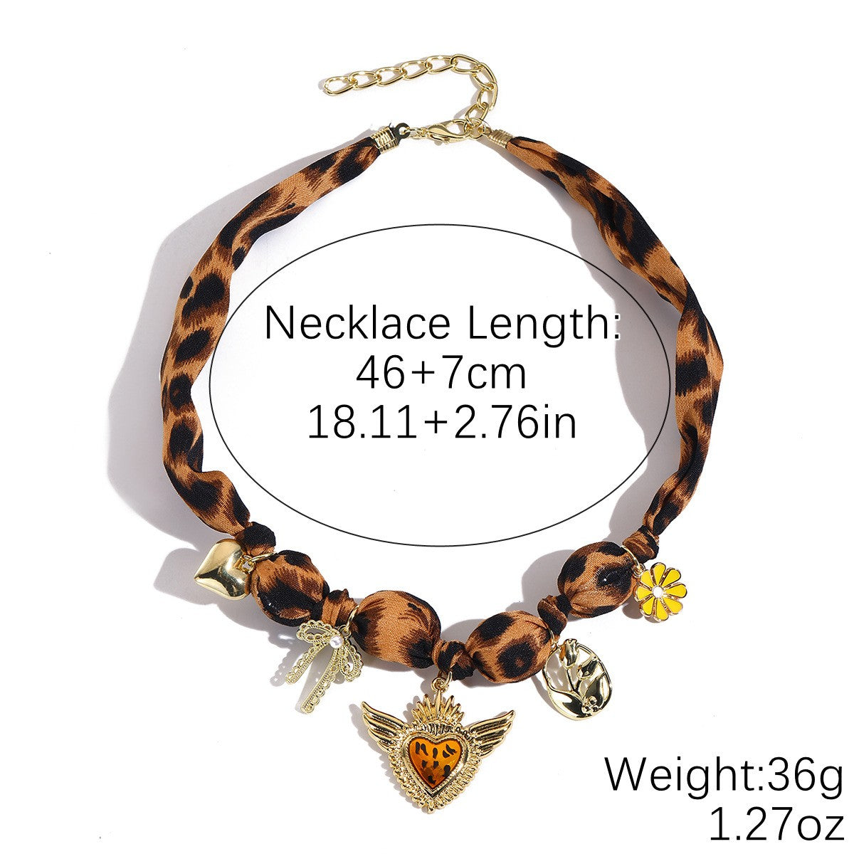Classy Leopard Print Pearl Ribbon Necklace