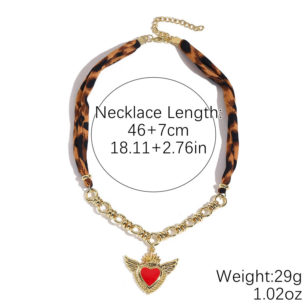 Classy Leopard Print Pearl Ribbon Necklace