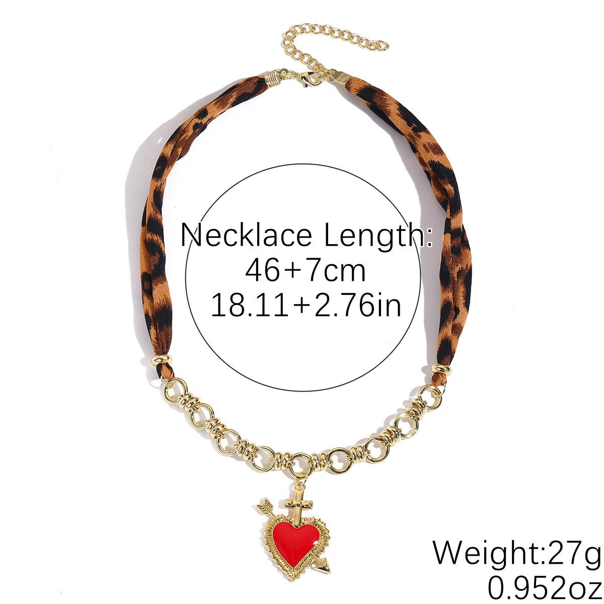Classy Leopard Print Pearl Ribbon Necklace