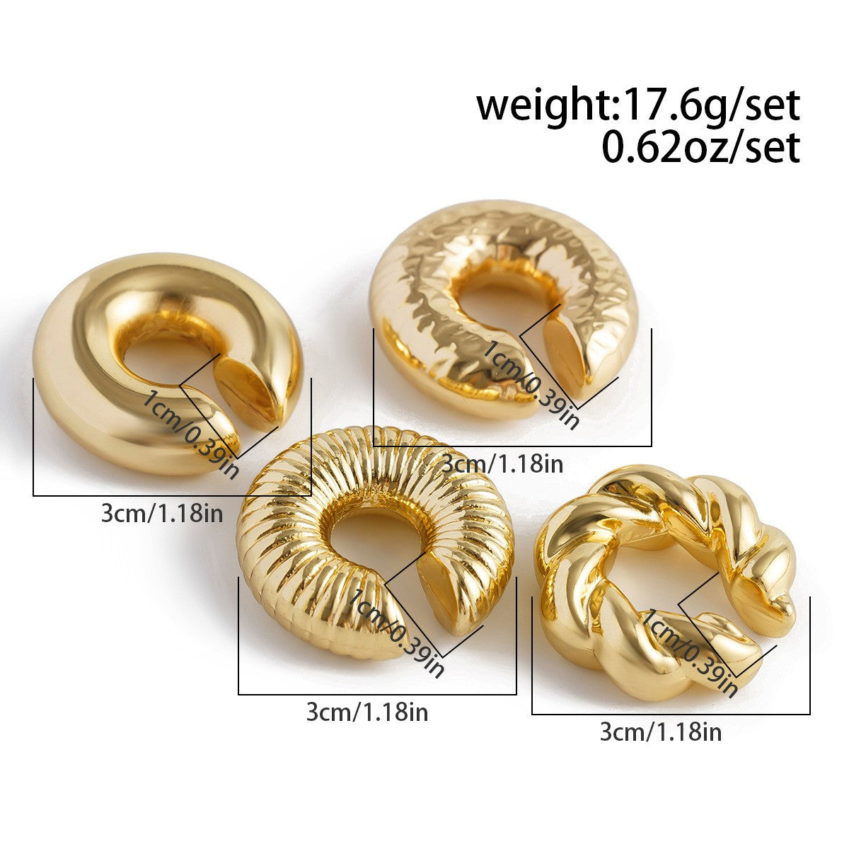 Statement Chunky Geometric Ear Cuff Set