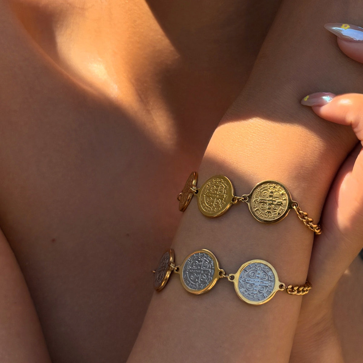 18k Boho Vintage Coin Link Bracelet