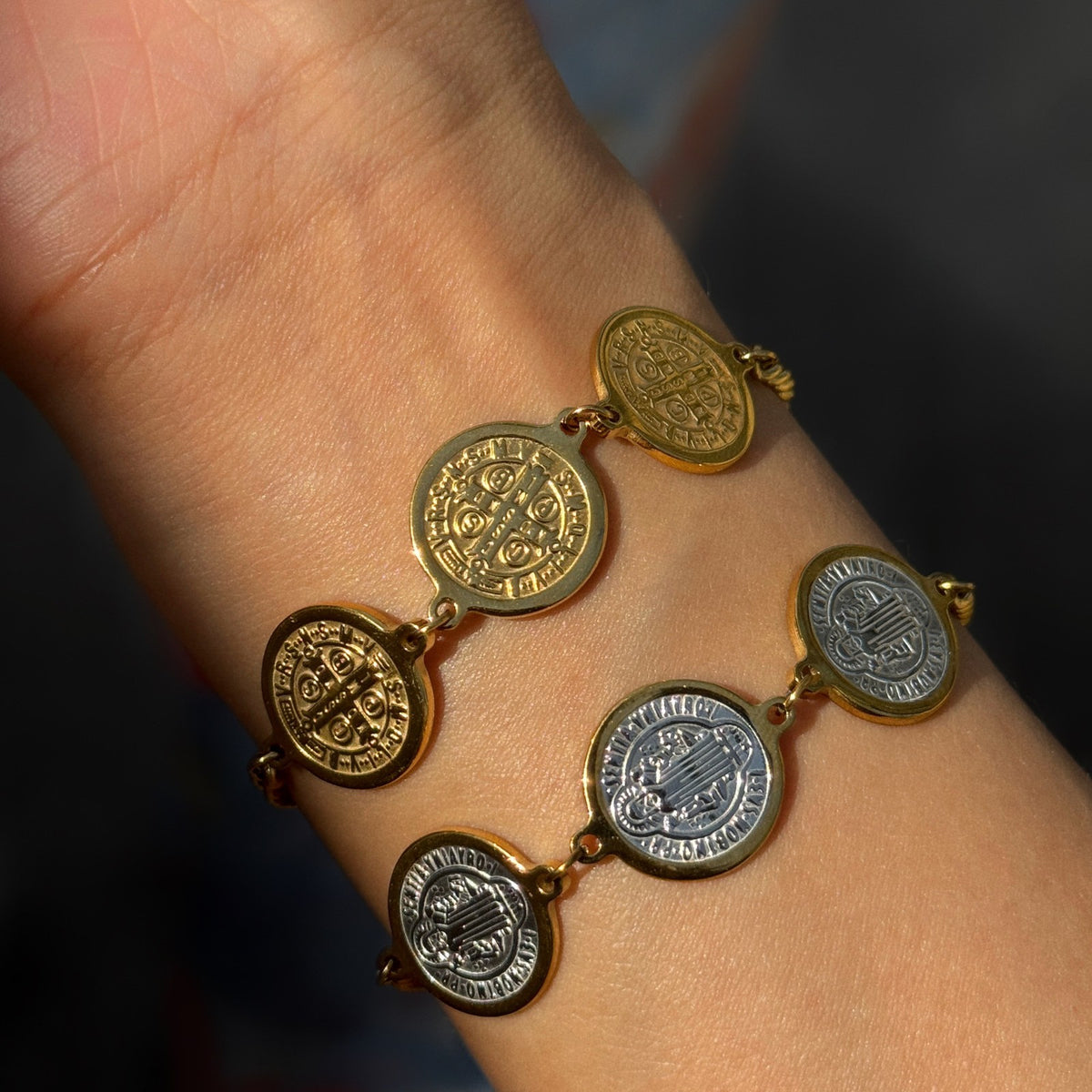 18k Boho Vintage Coin Link Bracelet